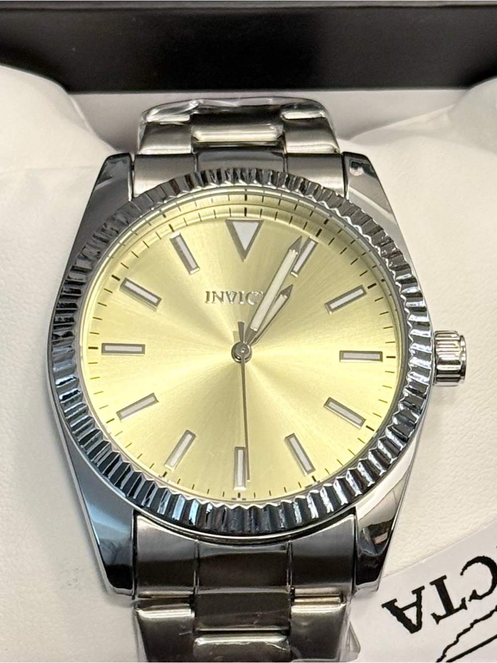 Invicta Celestial Langdon 69249 Men’s 40mm Beige Silver Steel Quartz Watch NWT